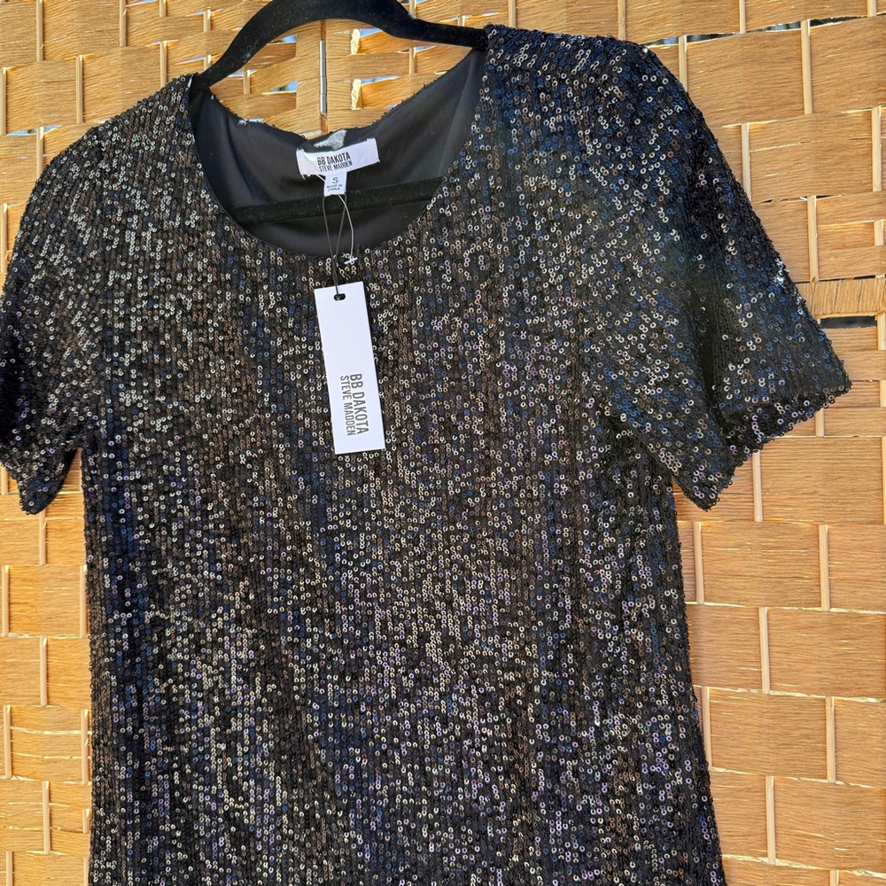 Steve Madden BB Dakota Black Sequenced Dress Women's Small NWT - Picture 3 of 6